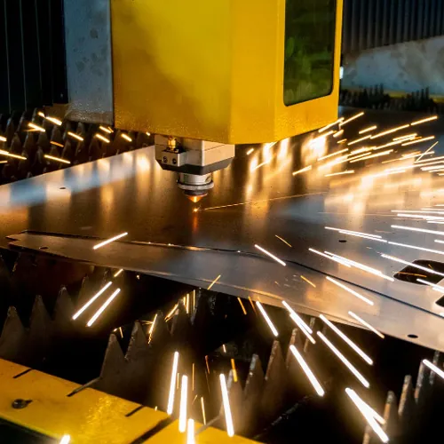 Laser cutting of sheet metal in a factory